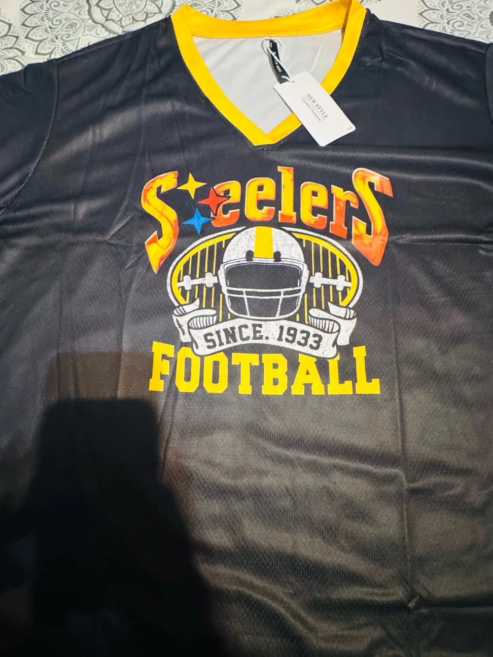 Steelers Women’s Black & Gold Football Tee